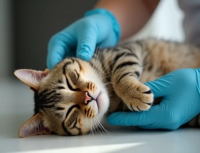 Specialist carefully handling a deceased cat with dignity in Badger Creek